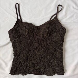 Vintage Papillon Blanc Dark Brown Lace Camisole babydoll